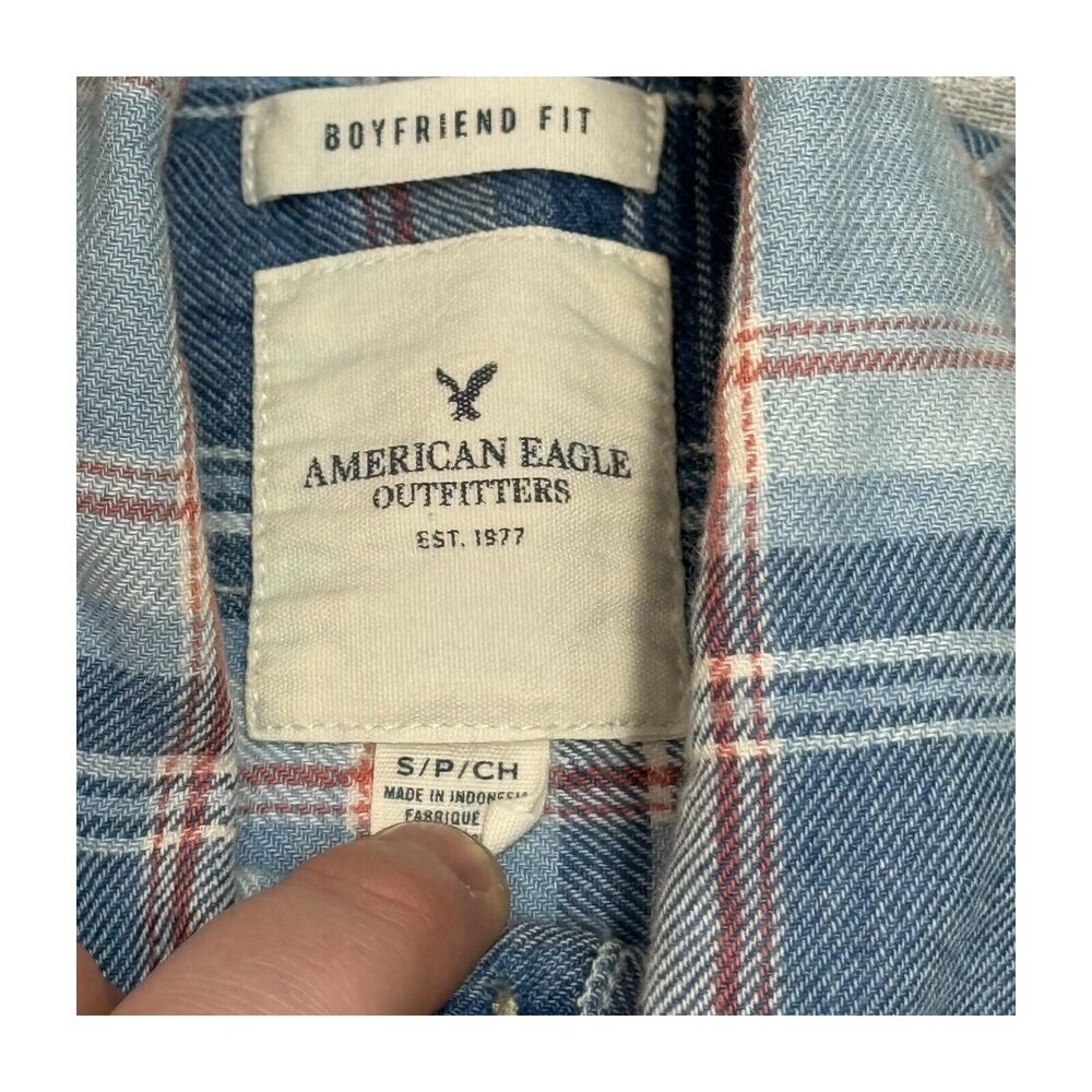 American Eagle Outfitters Shirt Men's S Multicolor Plaid Boyfriend Fit Button-Up - Picture 2 of 7
